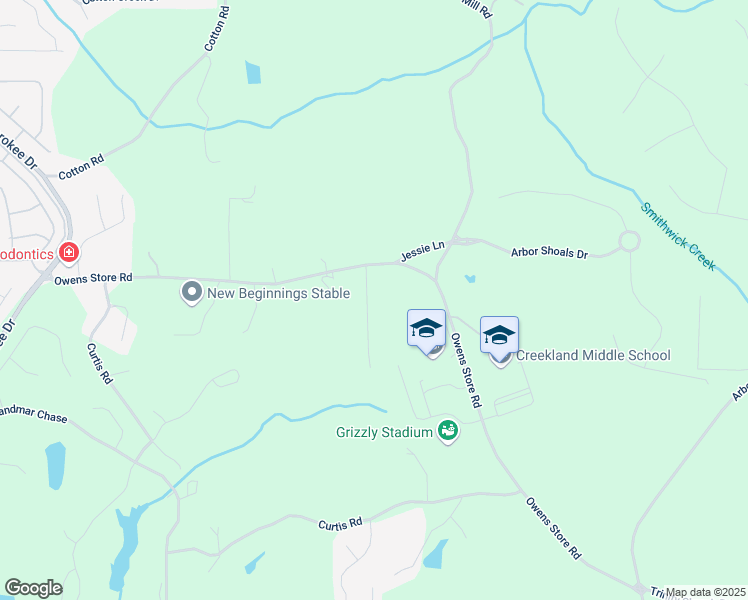 map of restaurants, bars, coffee shops, grocery stores, and more near 109 Owens Mill Place in Canton