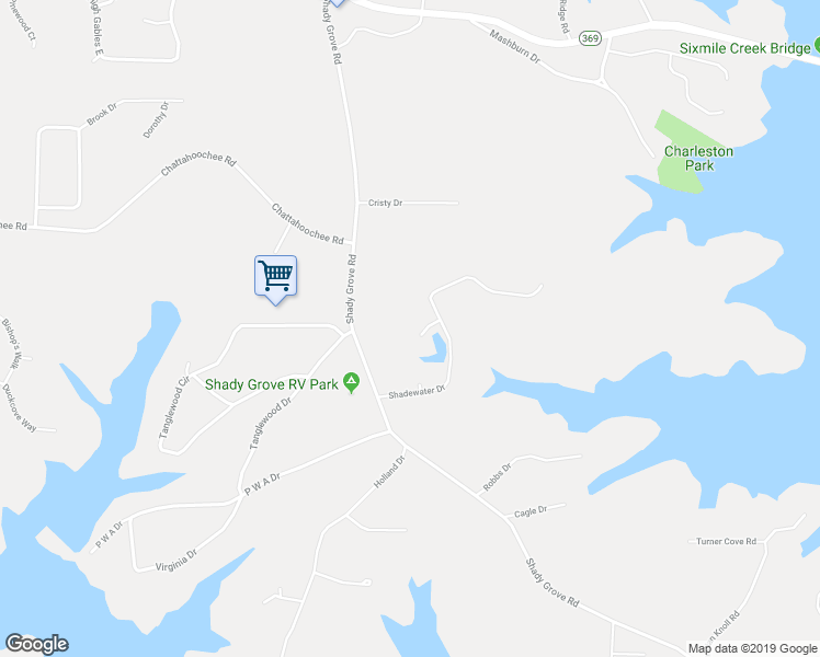 map of restaurants, bars, coffee shops, grocery stores, and more near 5830 Shadewater Way in Cumming