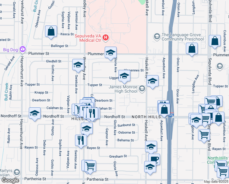 map of restaurants, bars, coffee shops, grocery stores, and more near in Los Angeles