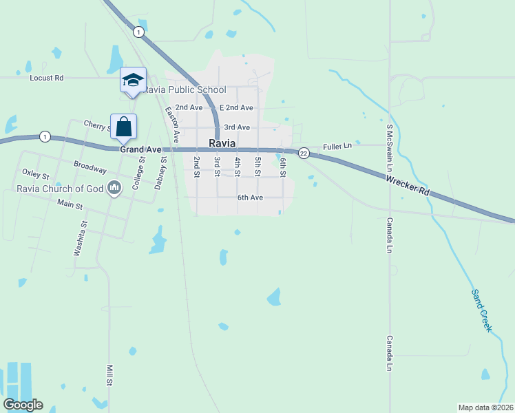 map of restaurants, bars, coffee shops, grocery stores, and more near 504 6th Avenue in Tishomingo