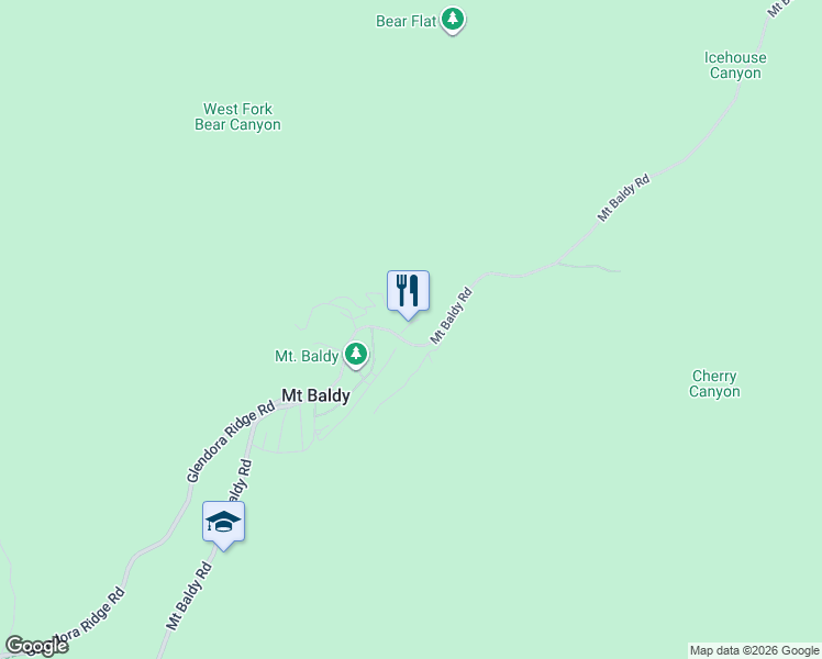 map of restaurants, bars, coffee shops, grocery stores, and more near 6870 Mount Baldy Road in Mount Baldy