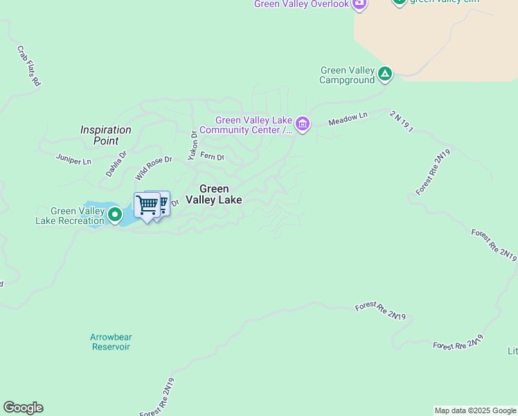 map of restaurants, bars, coffee shops, grocery stores, and more near 32514 San Antonio Drive in Green Valley Lake