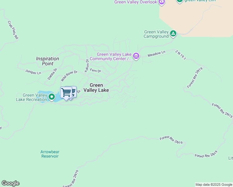 map of restaurants, bars, coffee shops, grocery stores, and more near 32514 San Antonio Drive in Green Valley Lake