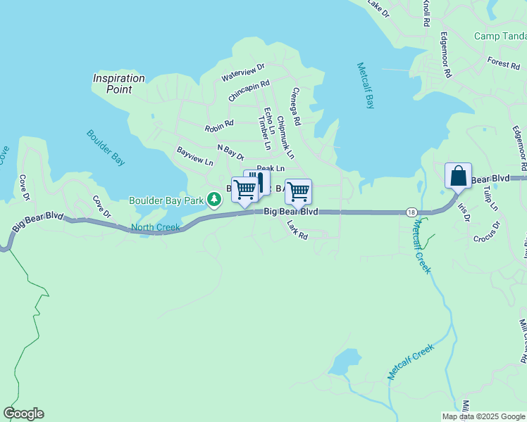 map of restaurants, bars, coffee shops, grocery stores, and more near 39238 Big Bear Boulevard in Big Bear Lake