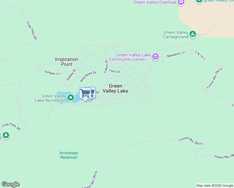 map of restaurants, bars, coffee shops, grocery stores, and more near Angeles Drive in San Bernardino County