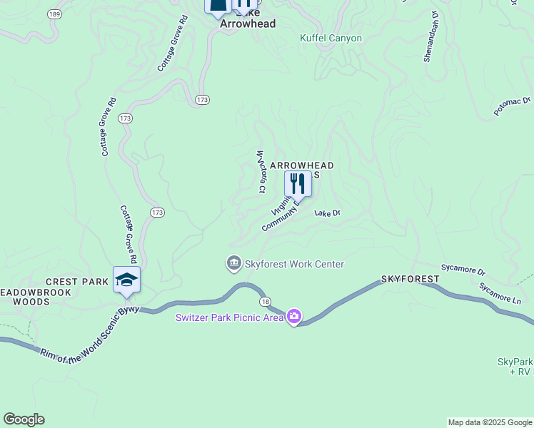map of restaurants, bars, coffee shops, grocery stores, and more near 824 Virginia Court in San Bernardino