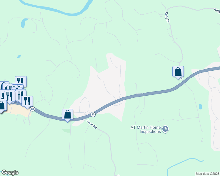 map of restaurants, bars, coffee shops, grocery stores, and more near 214 Sky Mountain Lane in Canton
