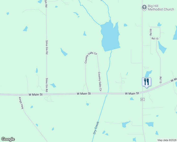 map of restaurants, bars, coffee shops, grocery stores, and more near 232 Country Oaks Circle in Tupelo