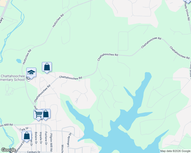 map of restaurants, bars, coffee shops, grocery stores, and more near 3475 Chattahoochee Road in Cumming