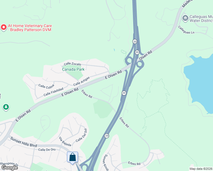 map of restaurants, bars, coffee shops, grocery stores, and more near 4252 Silverado Drive in Thousand Oaks
