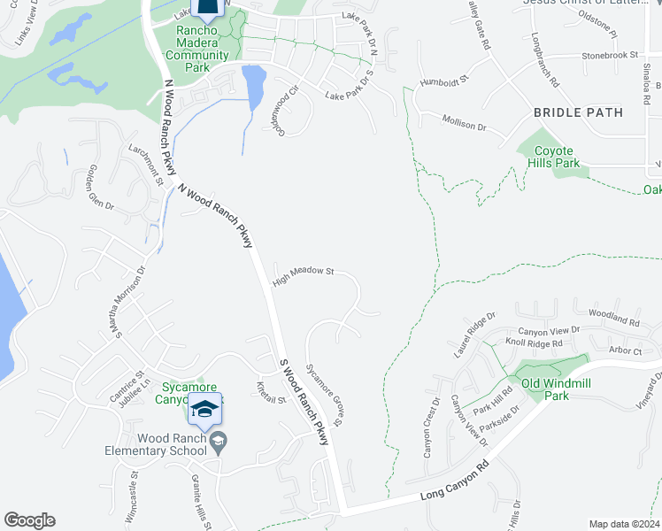 map of restaurants, bars, coffee shops, grocery stores, and more near 267 High Meadow Street in Simi Valley