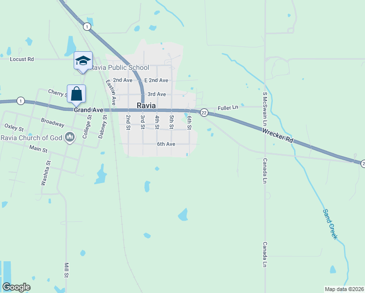map of restaurants, bars, coffee shops, grocery stores, and more near 504 6th Avenue in Tishomingo