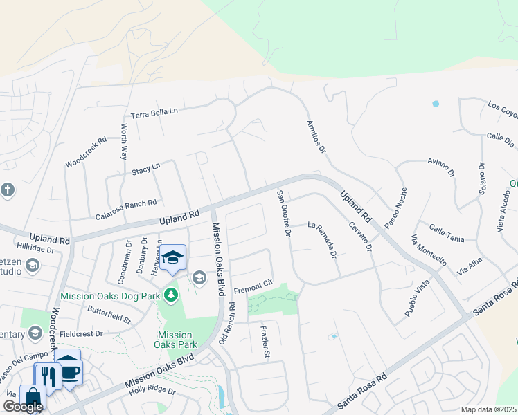map of restaurants, bars, coffee shops, grocery stores, and more near 6112 Palomar Circle in Camarillo