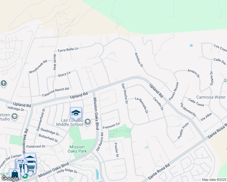 map of restaurants, bars, coffee shops, grocery stores, and more near 6112 Palomar Circle in Camarillo
