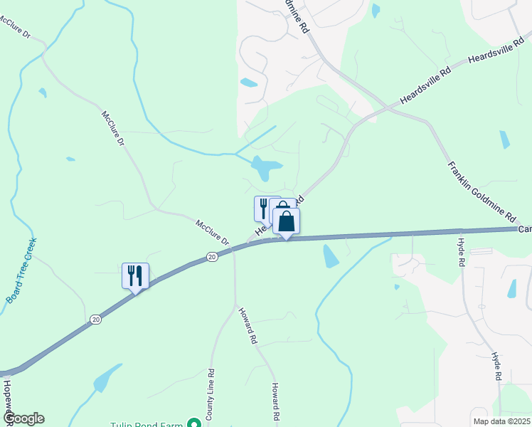 map of restaurants, bars, coffee shops, grocery stores, and more near 4855 Heardsville Road in Cumming