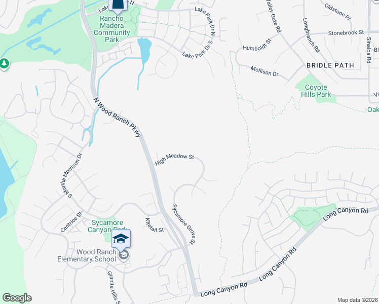 map of restaurants, bars, coffee shops, grocery stores, and more near 267 High Meadow Street in Simi Valley