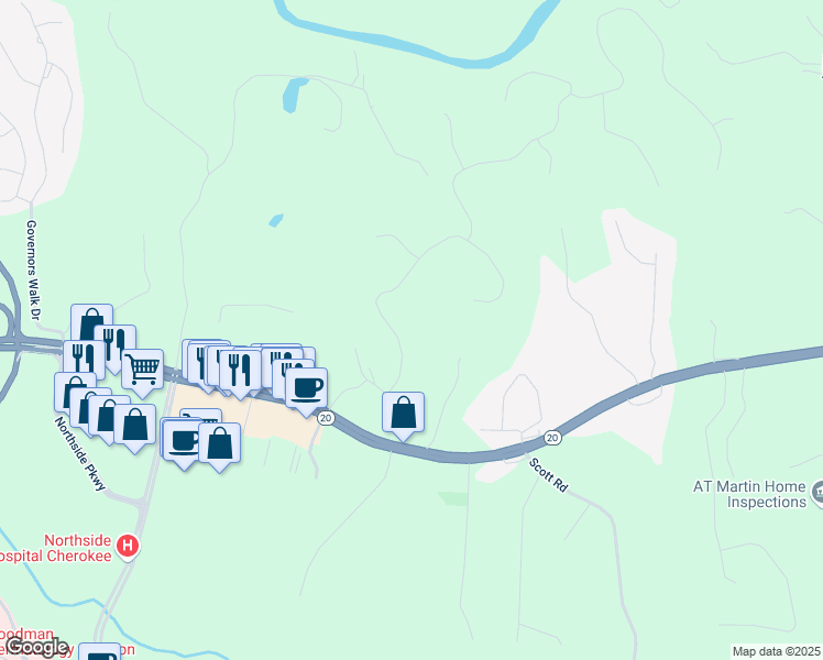 map of restaurants, bars, coffee shops, grocery stores, and more near 312 North Brooke Drive in Canton
