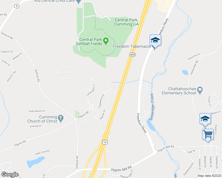map of restaurants, bars, coffee shops, grocery stores, and more near 3135 Englewood Drive in Cumming