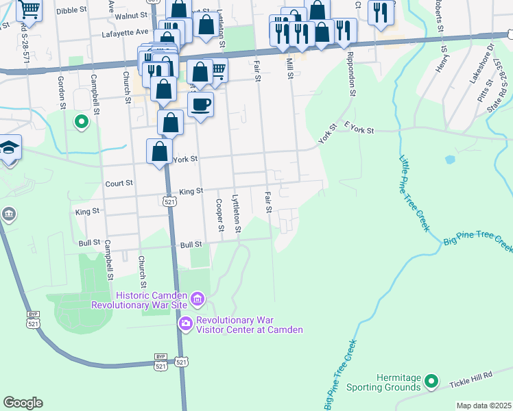 map of restaurants, bars, coffee shops, grocery stores, and more near 604 Conway Circle in Camden