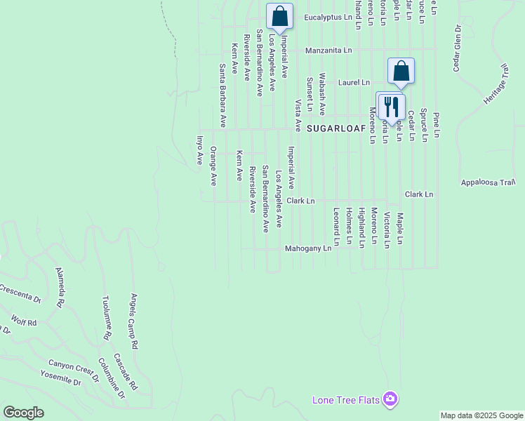 map of restaurants, bars, coffee shops, grocery stores, and more near 732 San Bernardino Avenue in Big Bear