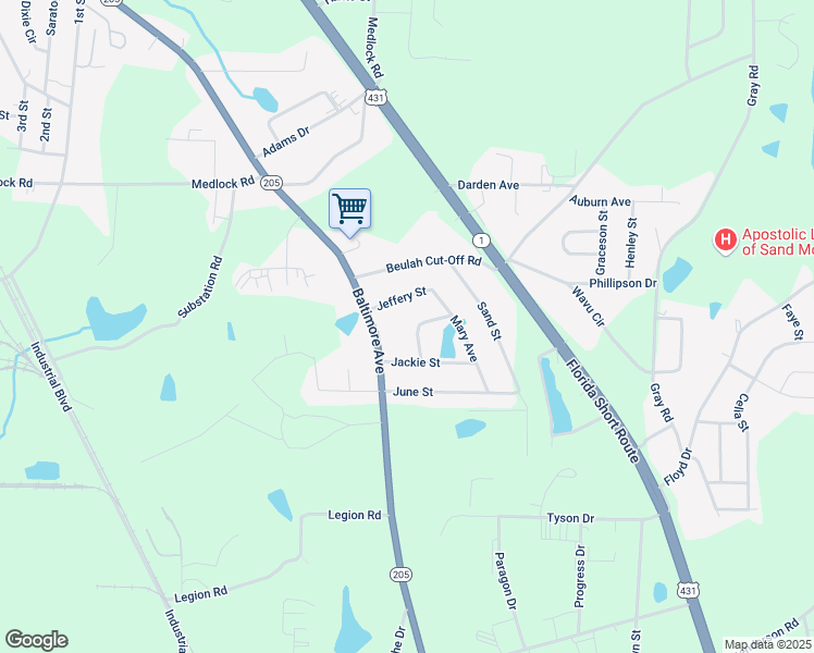 map of restaurants, bars, coffee shops, grocery stores, and more near 108 Danny Street in Albertville