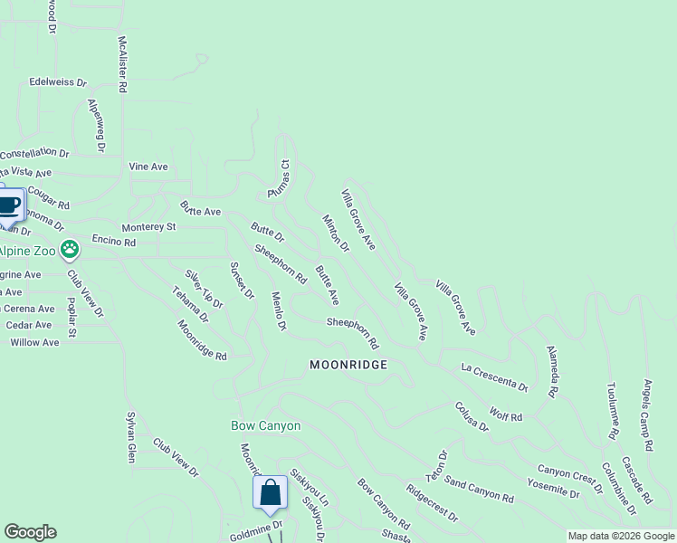 map of restaurants, bars, coffee shops, grocery stores, and more near 697 Villa Grove Avenue in Big Bear