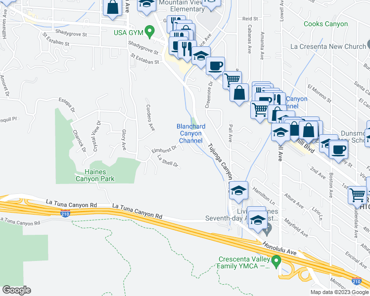 map of restaurants, bars, coffee shops, grocery stores, and more near 9426 Carlynn Place in Los Angeles