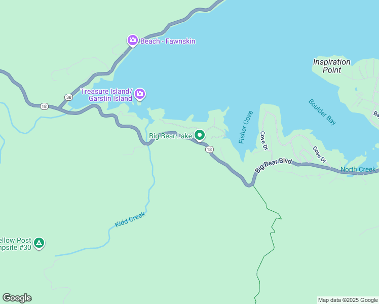 map of restaurants, bars, coffee shops, grocery stores, and more near 2 Big Bear Boulevard in Big Bear Lake