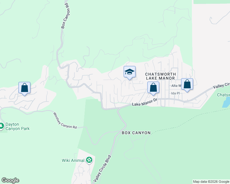map of restaurants, bars, coffee shops, grocery stores, and more near 9302 Cima De Lago Street in Los Angeles County