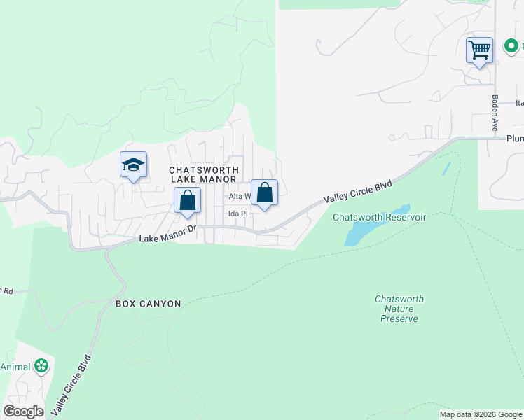 map of restaurants, bars, coffee shops, grocery stores, and more near 23230 Raymond Street in Los Angeles County