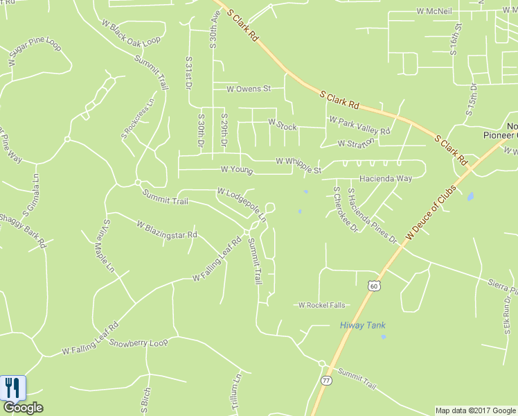 map of restaurants, bars, coffee shops, grocery stores, and more near 2580 Lodgepole Lane in Show Low