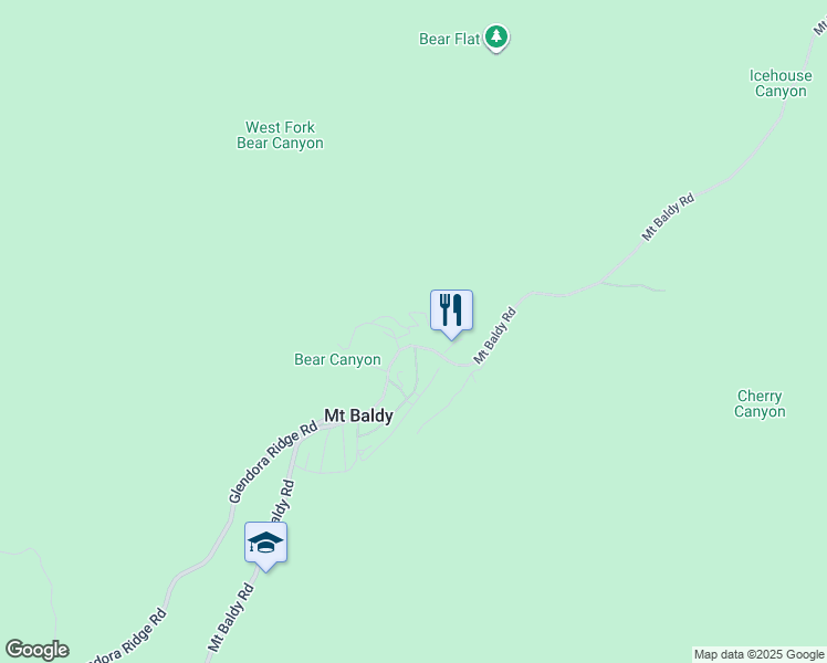 map of restaurants, bars, coffee shops, grocery stores, and more near 6812 Shaw Avenue in Mount Baldy