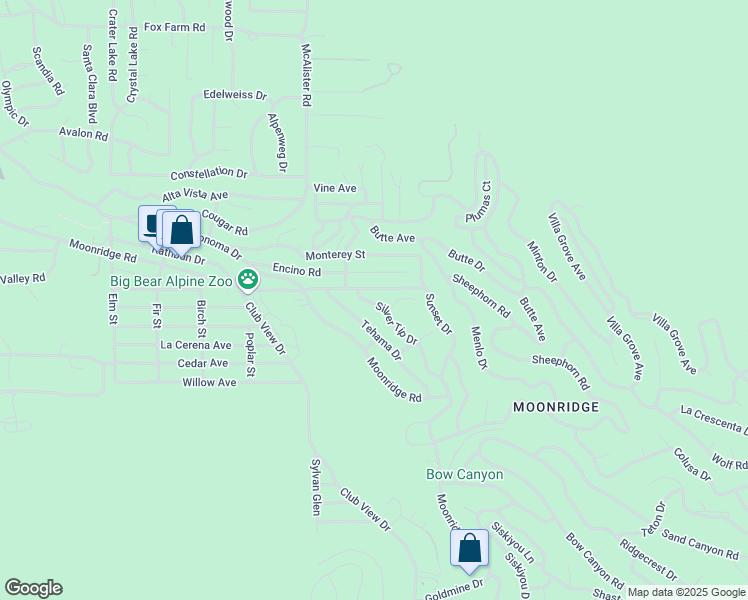 map of restaurants, bars, coffee shops, grocery stores, and more near 737 Silver Tip Drive in Big Bear Lake