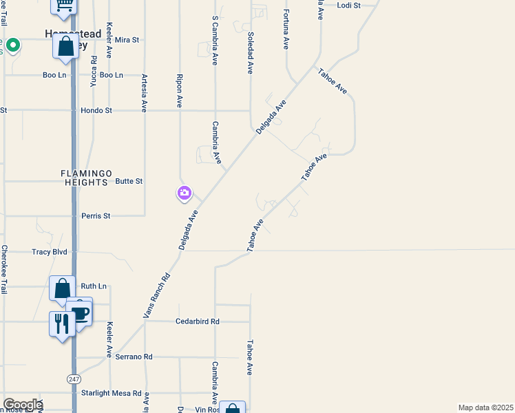 map of restaurants, bars, coffee shops, grocery stores, and more near 794 Tahoe Avenue in Yucca Valley