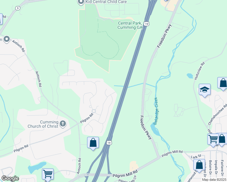 map of restaurants, bars, coffee shops, grocery stores, and more near 3145 Englewood Drive in Cumming