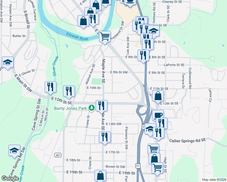 map of restaurants, bars, coffee shops, grocery stores, and more near 203 East 10th Street in Rome