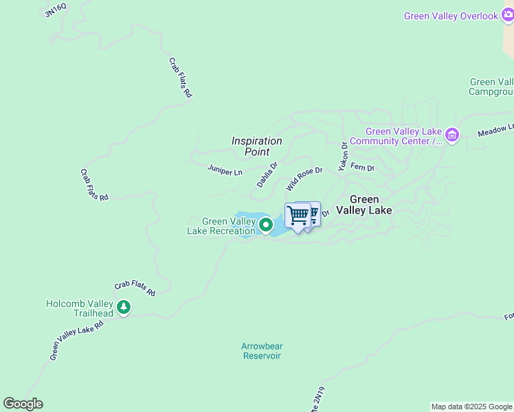map of restaurants, bars, coffee shops, grocery stores, and more near 33117 Maple Lane in Green Valley Lake