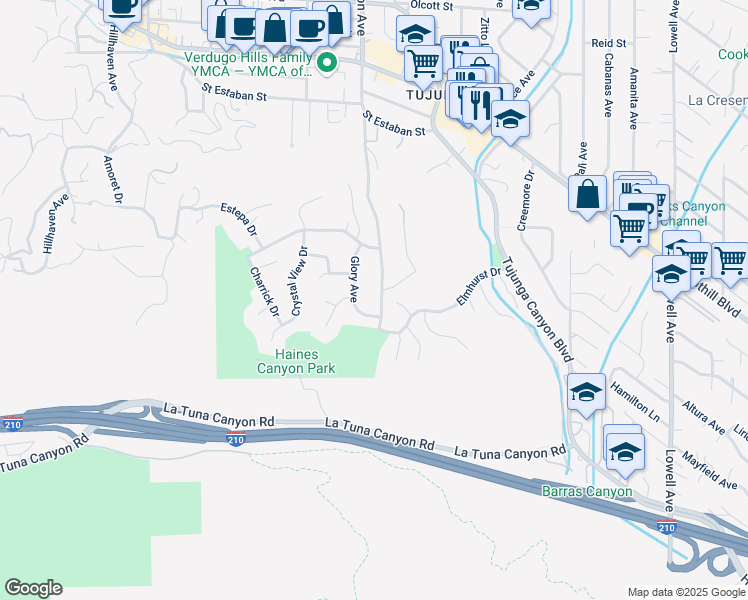 map of restaurants, bars, coffee shops, grocery stores, and more near 9336 Glory Avenue in Los Angeles