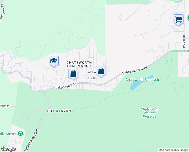 map of restaurants, bars, coffee shops, grocery stores, and more near 23329 Ida Place in Los Angeles County