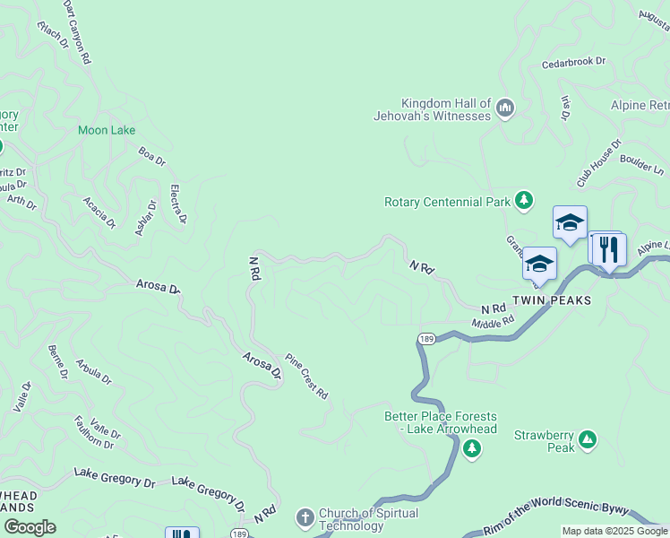 map of restaurants, bars, coffee shops, grocery stores, and more near Lo Lane in San Bernardino County