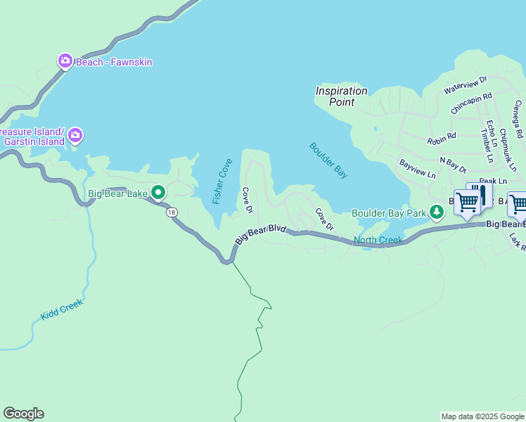 map of restaurants, bars, coffee shops, grocery stores, and more near 38606 Talbot Drive in Big Bear Lake