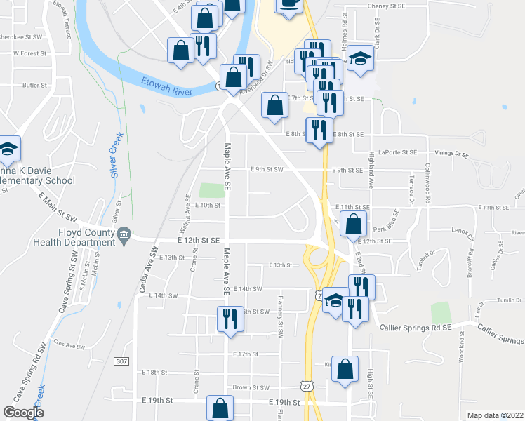 map of restaurants, bars, coffee shops, grocery stores, and more near 207 East 10th Street in Rome