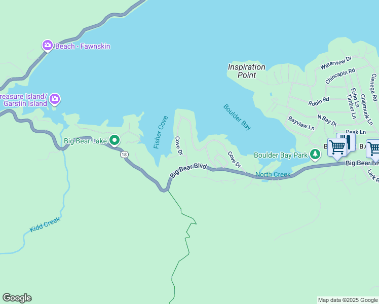 map of restaurants, bars, coffee shops, grocery stores, and more near 38602 Talbot Drive in Big Bear Lake