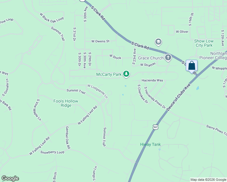 map of restaurants, bars, coffee shops, grocery stores, and more near 1081 Pinon Circle in Show Low