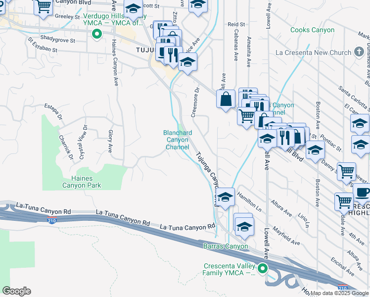 map of restaurants, bars, coffee shops, grocery stores, and more near 9423 Trebert Place in Los Angeles