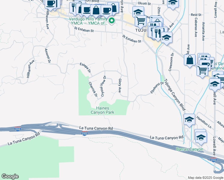 map of restaurants, bars, coffee shops, grocery stores, and more near 6831 Wexford Place in Los Angeles