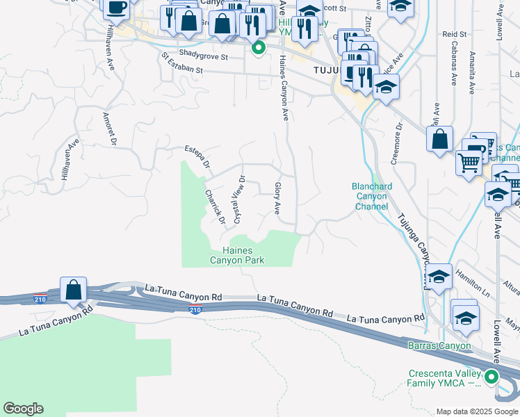 map of restaurants, bars, coffee shops, grocery stores, and more near 6831 Wexford Place in Los Angeles