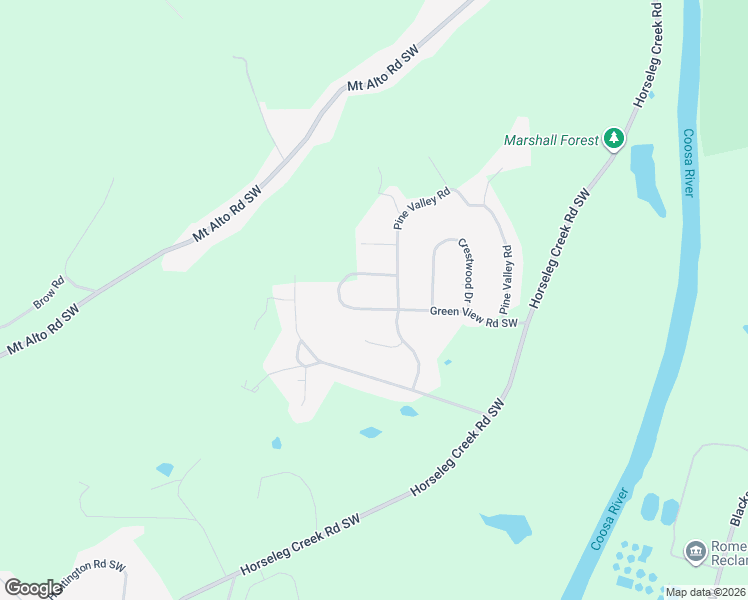 map of restaurants, bars, coffee shops, grocery stores, and more near 202 Green View Road Southwest in Rome