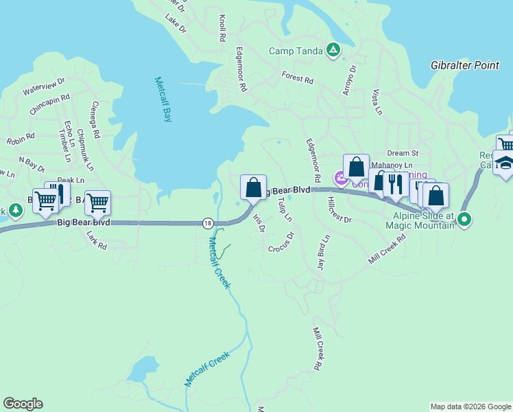 map of restaurants, bars, coffee shops, grocery stores, and more near 421711/2 Big Bear Boulevard in Big Bear Lake