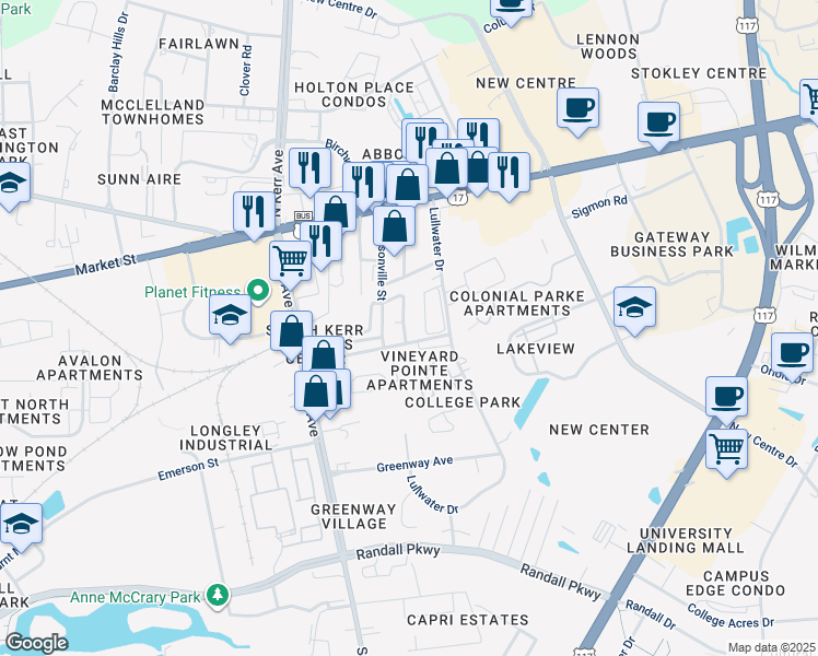 map of restaurants, bars, coffee shops, grocery stores, and more near 133 New Bern Street in Wilmington